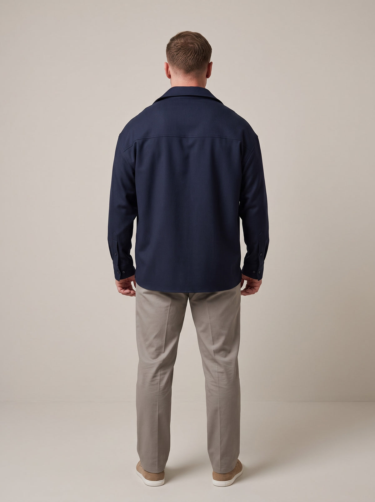 IVO Rhiza Shirt in Navy, breathable non-wrinkle men's shirt, back view